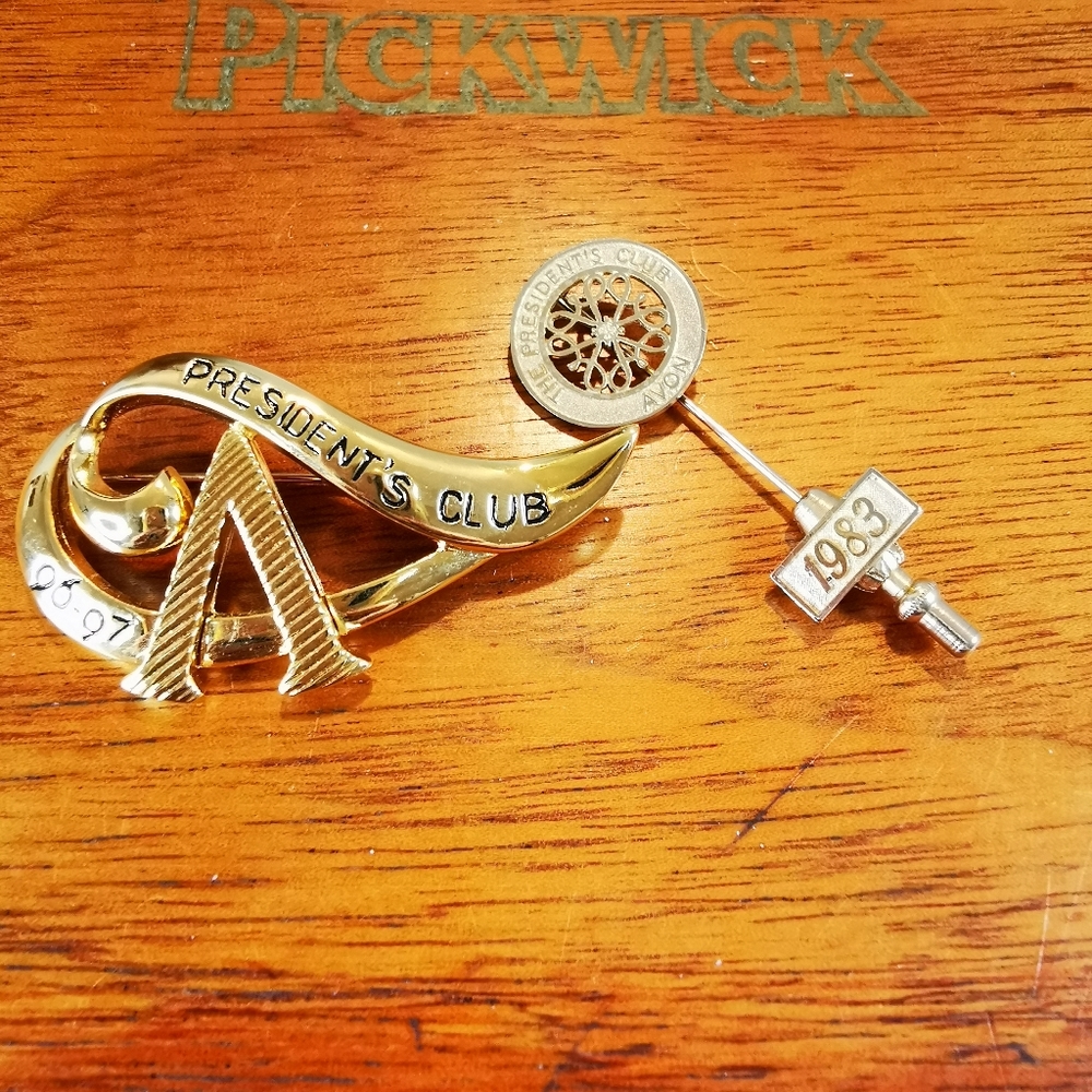 Pair of Vintage Avon President's Club Pins 1983 and '96-'97
